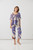 Gathered Round Neck Blouse - Lilac Palms