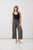 Straight Leg Pant w/Elastic Waist - Black/Cream