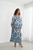 Print Blouse w/ Gathered Neckline - Blue