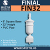 FIN32 Tall Urn Style Urethane Finial 8" Square Base x 32"H