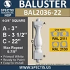 RAL 2100 Smooth Handrail System — Top Rail, Bottom Rail, and BAL2036 Balusters