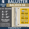 BAL2019-34 Urethane Baluster or Spindle 2 1/2"W X 34"H