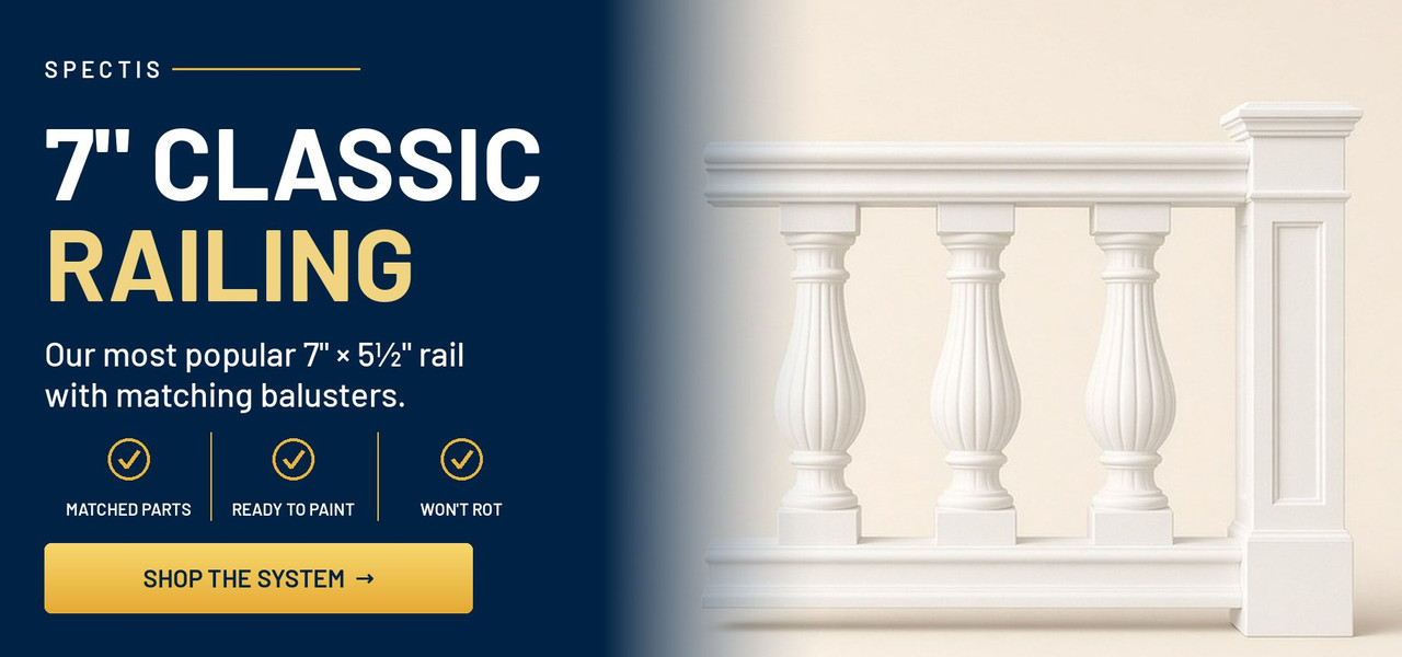 Spectis 7-inch Classic Railing System: RAL2100 rails with matching balusters