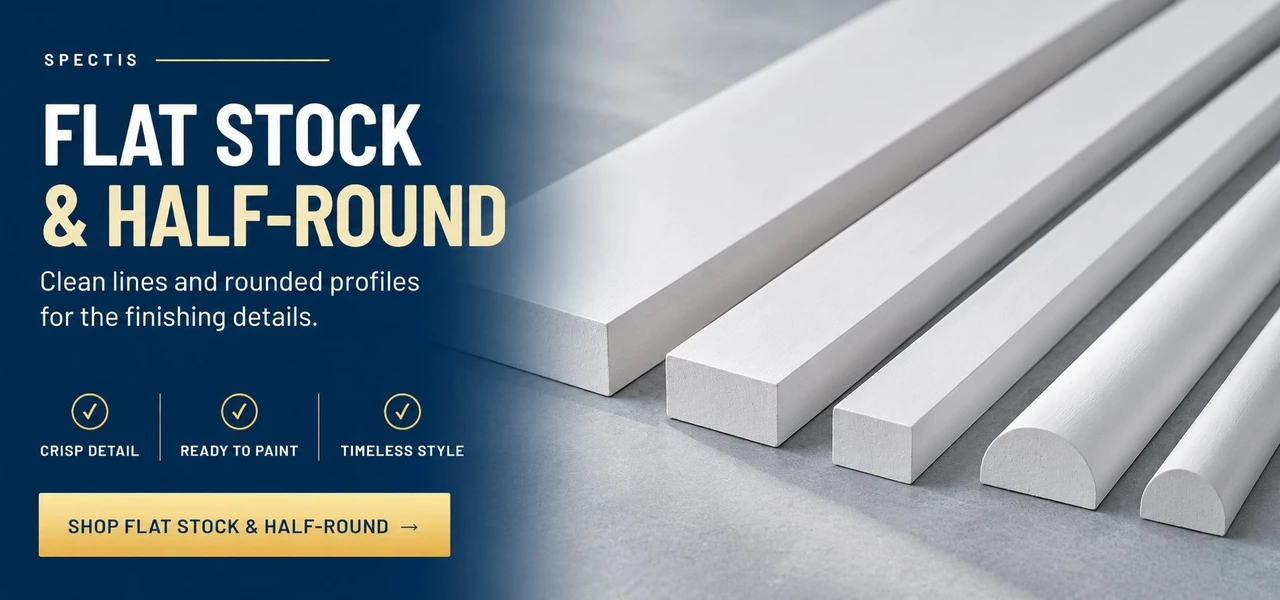 Spectis flat stock and half-round trim. Shop flat stock.