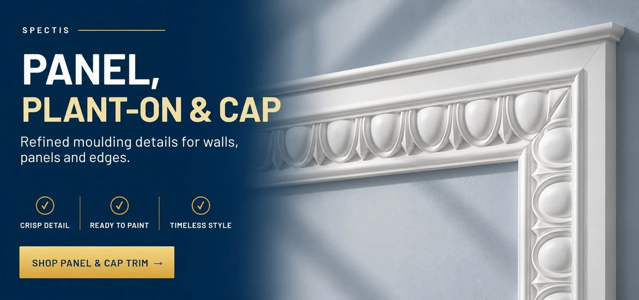 Spectis panel, plant-on and cap mouldings. Shop panel mouldings.