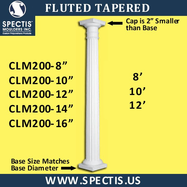 CLM200 Spectis Urethane Fluted Tapered Column - Spectis Moulders
