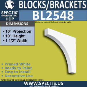BL2548 Eave Block or Bracket 1.5"W x 10"H x 10" P