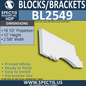 BL2549 Eave Block or Bracket 2.5"W x 7.25"H x 16.5" P