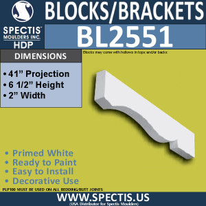 BL2551 Eave Block or Bracket 2"W x 6.5"H x 41" P