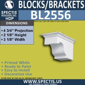 BL2556 Eave Block or Bracket 3.25"W x 2.25"H x 4.75" P