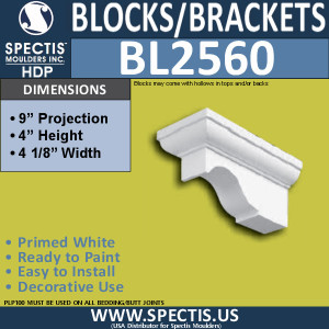 BL2560 Eave Block or Bracket 4.25"W x 4"H x 9" P