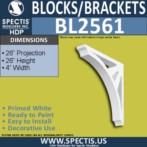 BL2561 Eave Block or Bracket 4"W x 26"H x 26" P