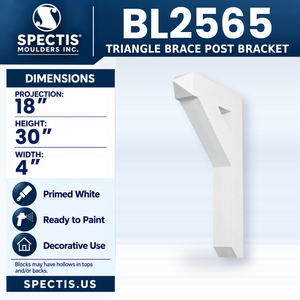 BL2565 Triangle Brace Post Bracket, Spectis polyurethane bracket, 18 in projection x 30 in high x 4 in wide
