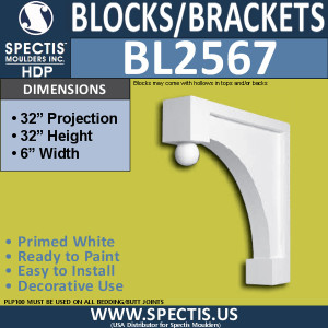 BL2567 Eave Block or Bracket 6"W x 32"H x 32" P