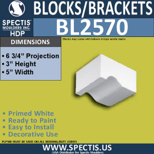 BL2570 Eave Block or Bracket 5"W x 3"H x 6.75" P