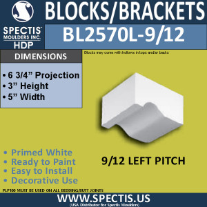 BL2570L-9/12 Pitch Eave Bracket 5"W x 3"H x 6.75" P