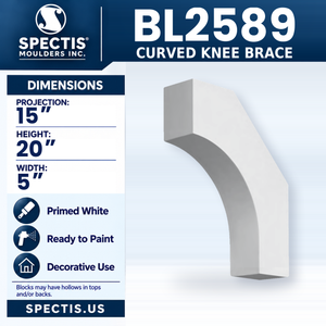 BL2589 Curved Knee Brace, Spectis polyurethane knee brace, 15 in projection x 20 in high x 5 in wide