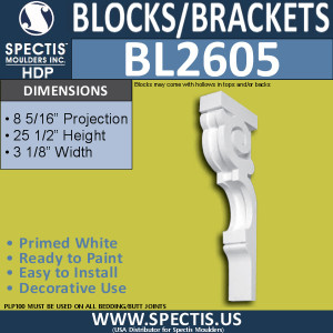 BL2605 Eave Block or Bracket 3"W x 25.5"H x 18.25" P