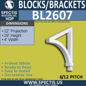 BL2607 Eave Block or Bracket 4"W x 29"H x 22" P