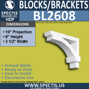 BL2608 Eave Block or Bracket 3.5"W x 8"H x 10" P