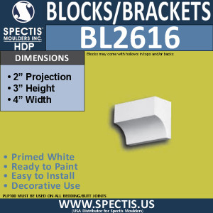 BL2616 Eave Block or Bracket 4"W x 3"H x 2" P