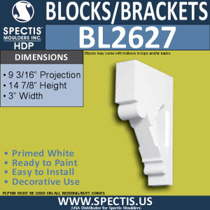 BL2627 Eave Block or Bracket 3"W x 14.9"H x 9.2" P