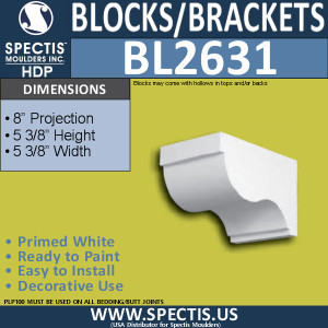 BL2631 Eave Block or Bracket 5.3"W x 5.3"H x 8" P