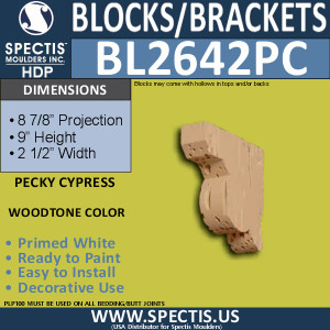 BL2642PC Pecky Cypress Bracket 2.5"W x 2.5"H x 8.9" P