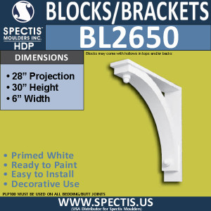 BL2650 Eave Block or Bracket 6"W x 30"H x 28" P