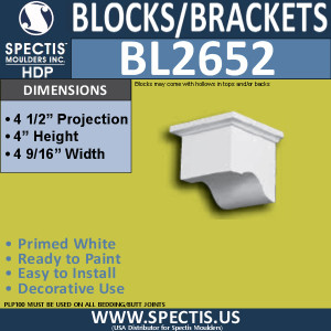 BL2652 Eave Block or Bracket 4.5"W x 4"H x 4.5" P
