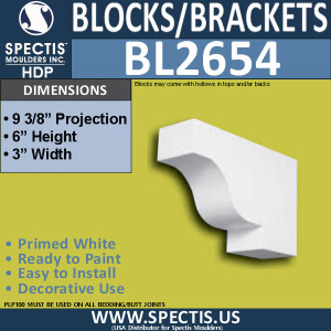 BL2654 Eave Block or Bracket 3"W x 6"H x 9.3" P