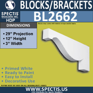 BL2662 Eave Block or Bracket 3"W x 12"H x 29.1" P