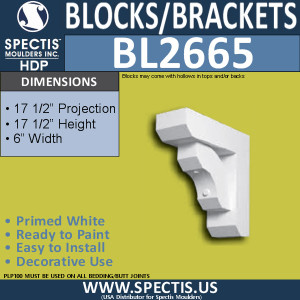 BL2665 Eave Block or Bracket 6"W x 17.5"H x 17.5" P
