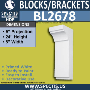 BL2677 Eave Block or Bracket 3.5"W x 3.18"H x 5.75" P