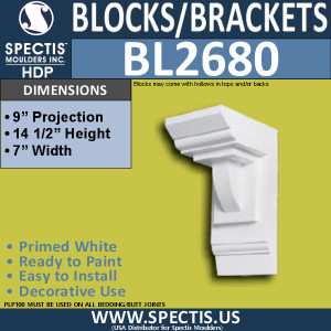 BL2679 Eave Block or Bracket 8.1"W x 14.9"H x 7.9" P