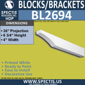 BL2694 Eave Block or Bracket 4"W x 6.75"H x 36" P