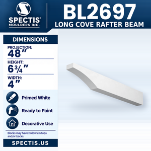 BL2697 Long Cove Rafter Beam, Spectis polyurethane rafter beam, 48 in projection x 6 3/4 in high x 4 in wide