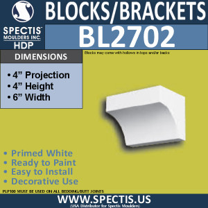 BL2702 Eave Block or Bracket 6"W x 4"H x 4" P