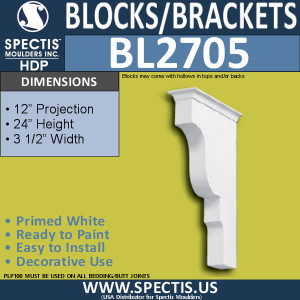 BL2705 Eave Block or Bracket 6"W x 4"H x 4" P