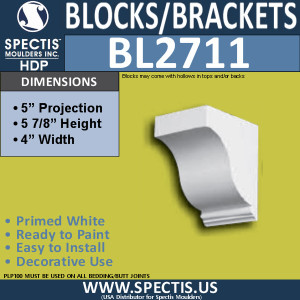 BL2711 Eave Block or Bracket 4"W x 5.75"H x 5" P