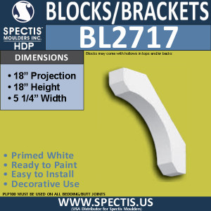 BL2717 Eave Block or Bracket 5.25"W x 18"H x 18" P