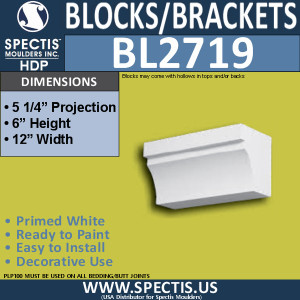 BL2719 Eave Block or Bracket 12"W x 6"H x 5.25" P