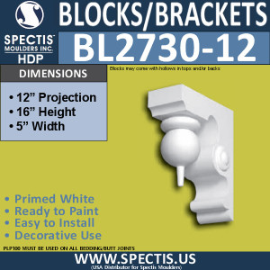 BL2730-12 Eave Block or Bracket 5"W x 14"H x 10" P