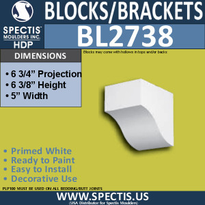 BL2738 Eave Block or Bracket 5"W x 6.5"H x 6.75" P