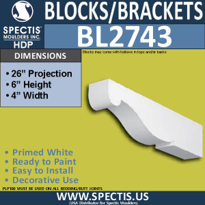 BL2743 Eave Block or Bracket 4"W x 6.5"H x 26" P