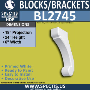 BL2745 Eave Block or Bracket 6"W x 24"H x 18" P