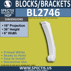 BL2746 Eave Block or Bracket 6"W x 36"H x 18" P