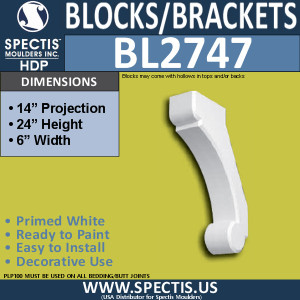 BL2747 Eave Block or Bracket 6"W x 24"H x 14" P