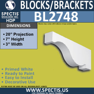 BL2748 Eave Block or Bracket 3"W x 7"H x 20" P