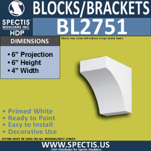 BL2751 Eave Block or Bracket 4"W x 6"H x 6" P